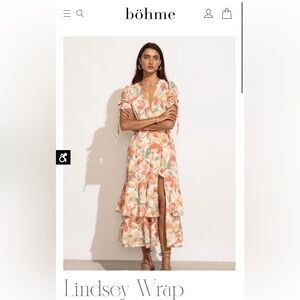 Loveriche Floral V-Neck Wrap Dress- originally from Bohme Size S